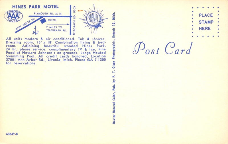 Hines Park Motel - Postcard (newer photo)